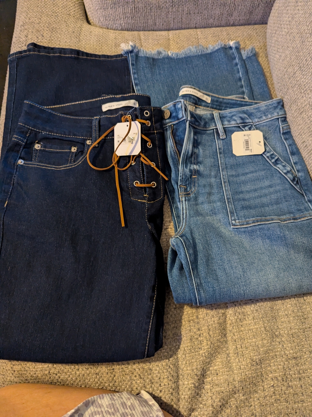 2- Altar'd State Women's Denim Jeans in Dark Indigo & Light Blue Nwt